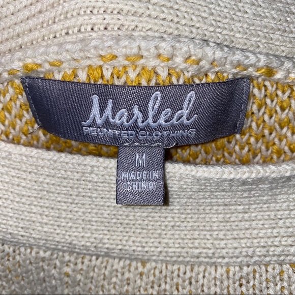 Marled Cream and Mustard Star Sweater Medium - Picture 4 of 7